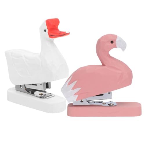 COHEALI Mini-Hefter Für Kinder Und Studenten: 2 Stück Flamingo Weiße Gans Praktischer Hefter In Tierform Schreibtischhefter Professionelle Handhefter Wohnaccessoire von COHEALI