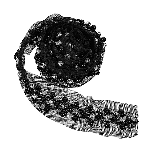 COHEALI Spitze Dekoratives Diamantband Braut-spitzenband Strasssteine ​​zum Basteln Perlenbesatzband Perlenband Applikationen Für Kleidung Glitzerperlenkette Bling Strass Black Jane von COHEALI