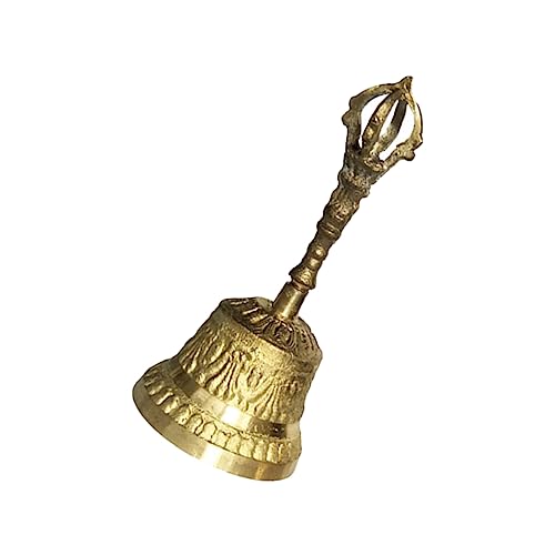 Handklingel Glocke Musikhandglocken buddhistische Glocke dekorative Handglocke Handglocken-Trompete Kupferfarbene Handglocke Rufglocke aus Kupfer einfache Handglocke Golden COHEALI von COHEALI