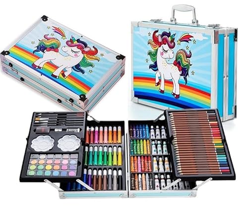 COIL Kreativset - Künstlerkoffer mit 145 Teilen, Vielseitig Einsetzbares Malset für Kinder und Erwachsene, Buntstifte, Marker, Acrylfarben, Ölpastelle, Aquarellkuchen - Ideal für Kunstprojekte von COIL