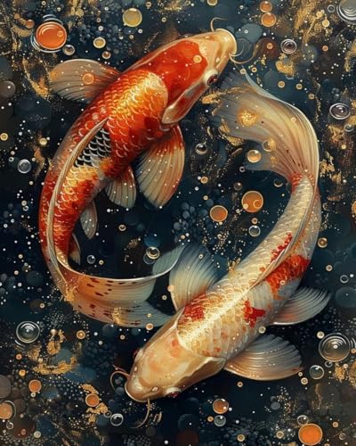 COKYIS Erwachsene Kreuzstich Stickpackungen Koi-Fische 11CT Vorgedruckt zählen Set DIY Stickbilder Kreuzstich Für Anfänger Home Decor 40×50cm von COKYIS