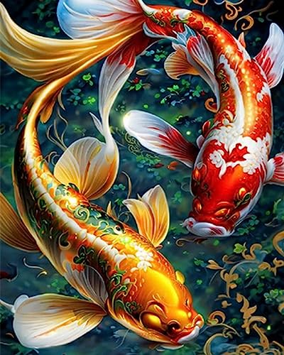 COKYIS Erwachsene Kreuzstich Stickpackungen Koi-Illustration 11CT Vorgedruckt zählen Set DIY Stickbilder Kreuzstich Für Anfänger Home Decor 40×50cm von COKYIS