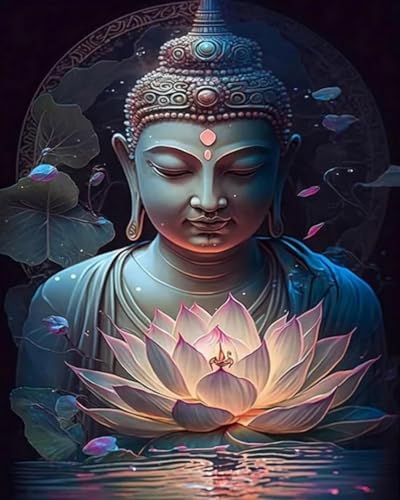 COKYIS Erwachsene Kreuzstich Stickpackungen Lotus-Buddha-Statue 11CT Vorgedruckt zählen Set DIY Stickbilder Kreuzstich Für Anfänger Home Decor 40×50cm von COKYIS