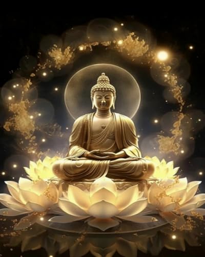 COKYIS Erwachsene Kreuzstich Stickpackungen Lotus-Buddha-Statue 11CT Vorgedruckt zählen Set DIY Stickbilder Kreuzstich Für Anfänger Home Decor 40×50cm von COKYIS