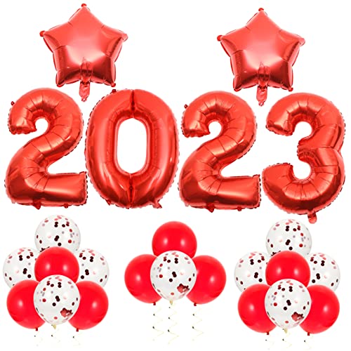 1 Satz 2023 Aluminiumfolienballon Luft Neon Fiesta Größer Retro Verschnörkelt Weihnachtsdeko Latexballon Chinesische Neujahrsballons Ballons Des Jahres 2023 Rot Emulsion COLLBATH von COLLBATH