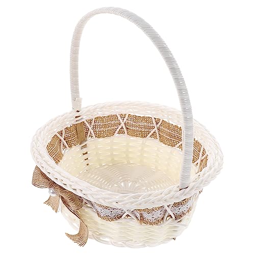 COLLBATH Blumenmädchen Korb Rustikales Blumenkorb mit Henkel Geflochtener Wicker Korb für Hochzeiten Party Deko und Fotorequisiten Hochzeitsfeier Woven Basket für Streuen und Blumenarrangements von COLLBATH