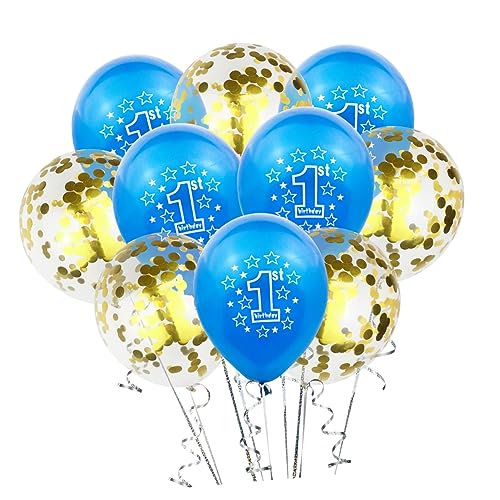 COLLBATH 1 Geburtstag Luftballon Set Herz Ballon Und Konfetti Ballon Für Die Partydekoration Blaue Zahlenballons + Goldene Konfetti Ballons von COLLBATH