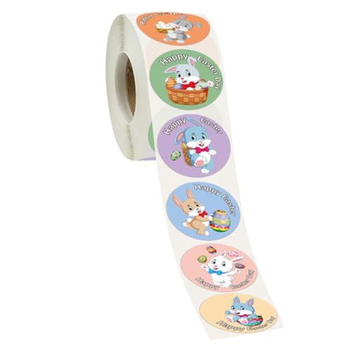 COLLBATH 1 Rolle 500St Osteraufkleber Tierdesign-Aufkleber Aufkleber für Süßigkeitentüten Etiketten Sticker Ostern Aufkleber Ostern runde Siegelaufkleber Ostervorräte Kupferplattenaufkleber von COLLBATH