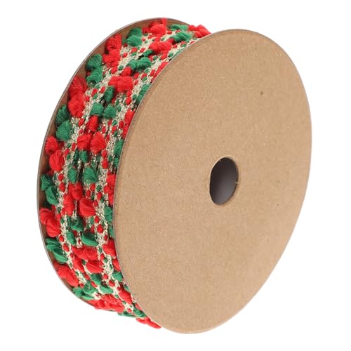 COLLBATH 1 Rolle Weihnachtliches Geschenkband Für Bastelarbeiten Rote Und Grüne Schleifen Mit Kleinen Pompons 10 Yards Lange Geschenkverpackungsband Für Kreative Weihnachtsprojekte von COLLBATH