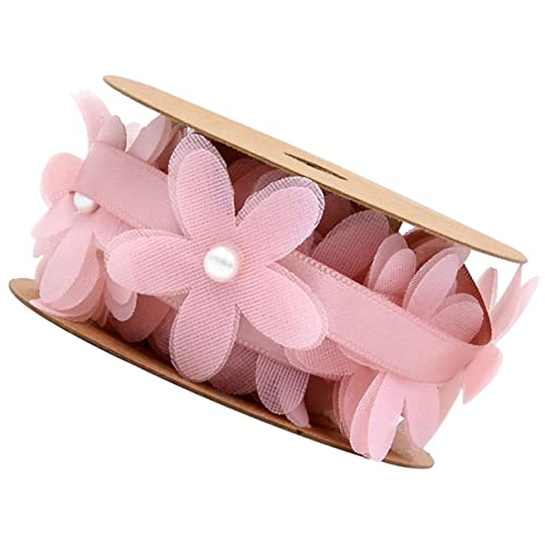 COLLBATH 1 Rolle hochzeit spitzenbänder ribbon schienbeinschoner tape valentiens pendant kleist rosa Schleife Blumenband mit Spitzenbesatz Geschenkband aus Stoff Geschenkbänder von COLLBATH