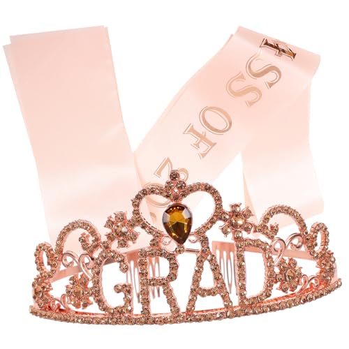 COLLBATH 1 Satz Graduierungs-schultergurte Grad Tiara-schärpe Strass-brautkronen Abschlussprinzessin Krone Klasse Der Krone 2024 Absolventenparty Liefert Grad Gastgeschenke Grad Krone Stoff von COLLBATH