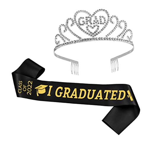 COLLBATH 1 Satz Graduierungs-schultergurte Haar Strass Make-up-stirnband Tiara-krone Für Frauen Kleiderzubehör Schultergurt Für Die Abschlussfeier Schärpe Kronen Silver Legierung von COLLBATH