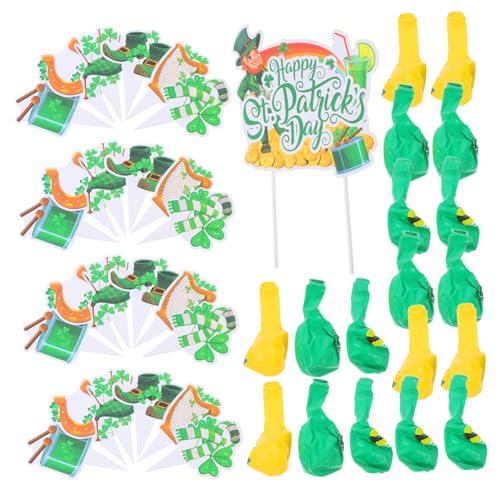 COLLBATH 1 Satz Kleeblatt-Partydekorationen st patricks day hut Luftballons als Partydeko luftballons grün party dekoration Cupcake-Dekoration st patricks dekorationen Papier Green von COLLBATH