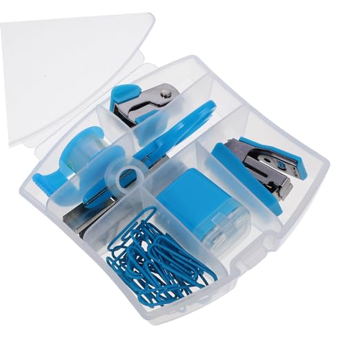 COLLBATH 1 Satz Kleines Büroschreibtischset (8-teiliges Set) Hefter für den Schreibtisch Desktop-Hefter Mini-Hefter Rasierset bürobedarf süßes Briefpapier Mini-Briefpapier-Kit Metall Blue von COLLBATH