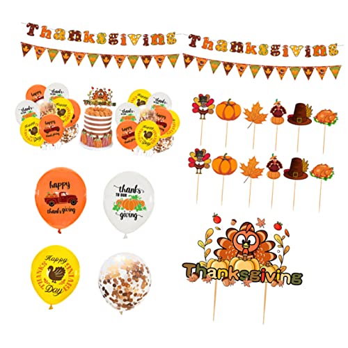 COLLBATH 1 Satz Truthahn-ahornblatt-luftballons Thanksgiving-kuchendekorationen Thanksgiving-party-luftballons Lichthausdekorationen Für Zu Hause Ballons Dekor Herbst-ammer-banner Papier von COLLBATH