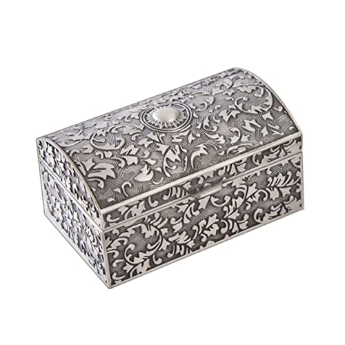 COLLBATH 1 Stück Karton Vintage Schmuckschatulle Vintage-schatztruhe Schmuckschatulle Metall Rechteckiger Schmuck-organizer Kleiner Schmuck-organizer Zinklegierung Schmuckstücke Silber- von COLLBATH