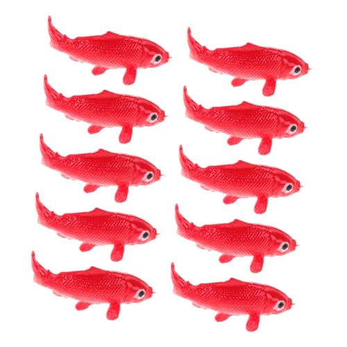 COLLBATH 10 Stück Fisch-Modell Aquarien Dekoration Koi Fische Dekoration Dekorative Fische Kunstfisch Dekoration Unterwasser Dekoration Künstlicher Modellfisch Mini-Tierfiguren Harz rot von COLLBATH