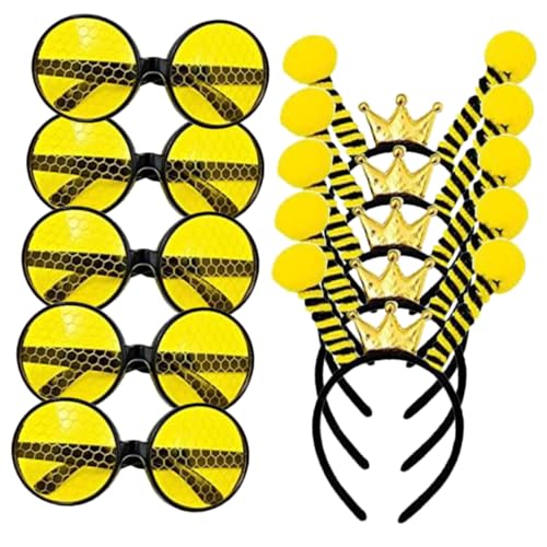 COLLBATH 10st Stirnbandbrille Bienen-stirnbänder Bienen-haar-accessoire Zubehör Bienengläser Party-kopfbedeckungen Bienensonnenbrille Für Erwachsene Kostüm Halloween Stoff Yellow von COLLBATH