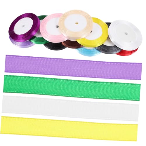 COLLBATH 12 Rollen Bandband Drahtkantenband Polyesterbänder Grosgrain-Bänder buntes Geschenkband Haarschleifen Band ribbon ripsband Festival-Geschenkband verschleißfestes Verpackungsband von COLLBATH