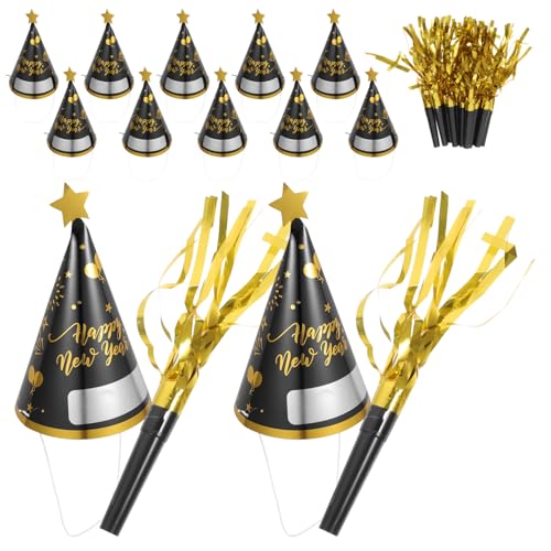 COLLBATH 12 Sets Silvester Partyhüte Partyhüte Beschreibbare Neujahrs Papierhüte Neujahrshüte Partybedarf Neujahrspartybedarf Neujahrs Papierhüte Neujahrs Kegelhüte Papierkegelhüte Pvc von COLLBATH