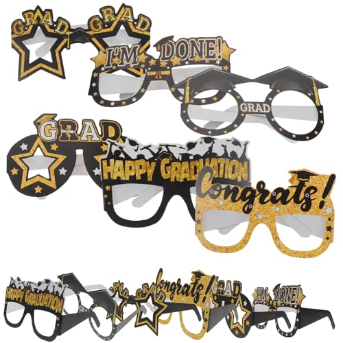 COLLBATH 12 Stück Abschlussbrillen Dekoration Brillen Party Brillen Requisiten Brillengestelle Für Den Abschluss Grad Brille Partybrille 2023 Grad Party Brillen Papier von COLLBATH