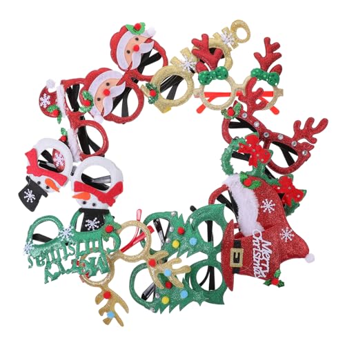 COLLBATH 12 Stück Weihnachtsgläser Weihnachtsplüschtiere Kunststoffrahmen Süßigkeiten Ornamente Partybrillen Vliesstoff von COLLBATH