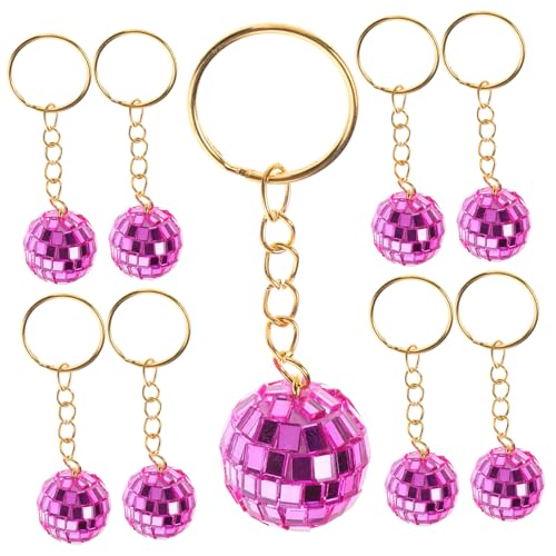 COLLBATH 12St Disco-Schlüsselanhänger Mini-Weihnachtskugel-Ornament Discokugel Disco Schlüsselanhänger Ball Anhänger Partyzubehör der 70er Rucksack-Schlüsselanhänger Glas Rosy von COLLBATH