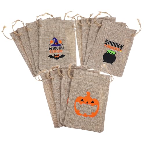 COLLBATH 12st Halloween-geschenktüte Taschen Für Halloween-leckerbissen Weihnachtstaschen Mit Kordelzug Partytüte Süßigkeiten Süßigkeitentasche Kekstüten Tragetasche Partytasche Leinen- von COLLBATH