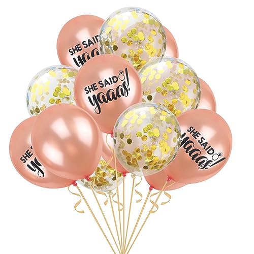 COLLBATH 15er Set She Said Rose Gold Und Konfetti Latexballons Für Hochzeiten Junggesellenabschiede Und Verlobungsfeiern Perfekte Deko Für Besondere Anlässe von COLLBATH