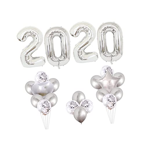 COLLBATH 16. 2020 Zahlenballons luftballons heart balloons Latexballons balongas silvesterknaller Hochzeitsballon Partyballons Jahresfeier-Kit 2020 Neujahrsballons Festivalballons Silver von COLLBATH