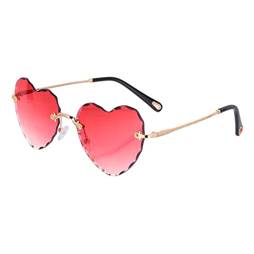 COLLBATH 1stk Sonnenbrille Rahmenlose Brille Modische Brille Liebe Brillen Neuheit Lustige Brillen Brille in Herzform Damen Brille Geburtstagsparty-brille Herzförmige Brille Metall Rot von COLLBATH