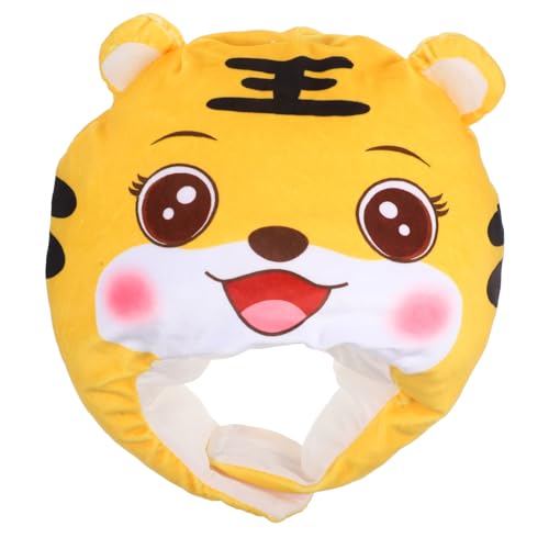 COLLBATH 1stk Tiger Kopfbedeckung Hut Cosplay-kostümhut Hut Für Kinder Löwenkopf Hut Neuheit Karnevalshüte Dummer Hut Cosplay-outfits Tierische Plüschmütze Glückshut Pp Baumwolle Yellow von COLLBATH