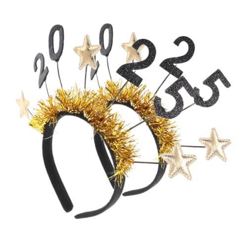 COLLBATH 2 Stk neues jahr stirnband Partyhut Stirnband Neujahrsparty-Stirnband weihnachts kopfschmuck silvester dekoration Haarspangen für das neue Jahr Geweih Stirnband Stoff Golden von COLLBATH