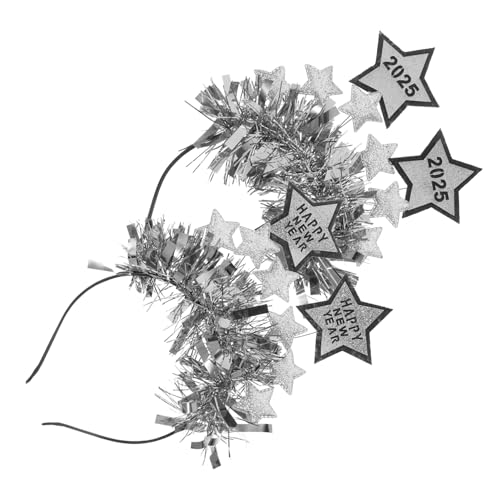 COLLBATH 2 Stück 2025 Stirnband Stern Lametta Haarband Haarreifen Weihnachtskopf Bopper Silvester Stirnband Party Haarband Silvester Partyzubehör Haarreifen Filzstoff von COLLBATH