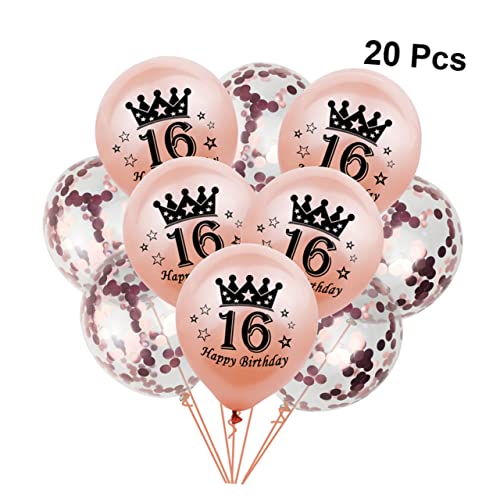 COLLBATH 20 Stück 16 Party-Latexballons Konfetti-Luftballons Roségoldene Luftballons zum Geburtstag Ballons bedrucken luftballon Zahlenballons Partyballons Latexballon zum Geburtstag von COLLBATH