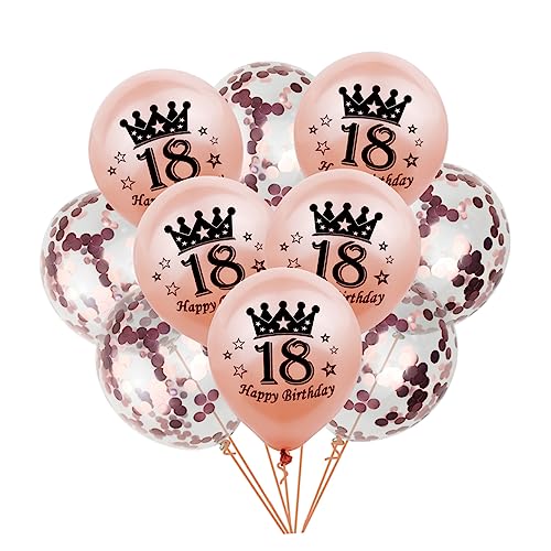 COLLBATH 20 Stück 18 Party-latexballons 18 Zahlenballons Roségoldene Luftballons Zum Geburtstag Luftballons Mit Geburtstagszahlen Konfetti-luftballons Bunte Luftballons Paillettenballons von COLLBATH