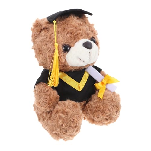 COLLBATH 2025 Abschlussbärenpuppe Andenken An Die Abschlusssaison Hasendekoration Kinderzimmer Kaninchen Doktorhut Blumenbär Mini-blumenbären Accessoires Blumenbär Yellow Plüsch von COLLBATH