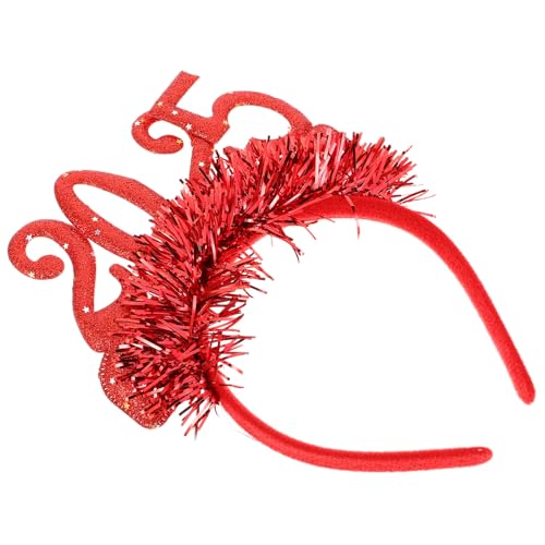 COLLBATH 2025 Haarband-requisiten Weihnachtskopfschmuck Frohes Neues Stirnband Glitzernder Lametta-kopfschmuck Lametta-haarband Glitzernde Haarreifen Neujahrs-diademe Stoff Rot von COLLBATH