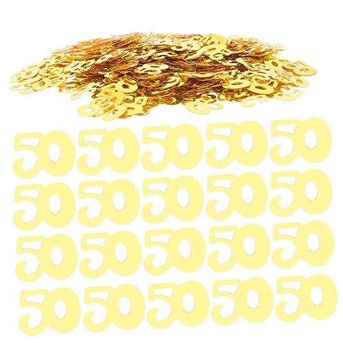 COLLBATH 2400 Stück 50 Jahrestag Konfetti Geburtstag Konfetti-Streusel Nummer 50 Konfetti-Buchstaben confetti konfetti bunt hochzeitsgeschenk bastelset Zahl Konfetti Party Konfetti Golden von COLLBATH