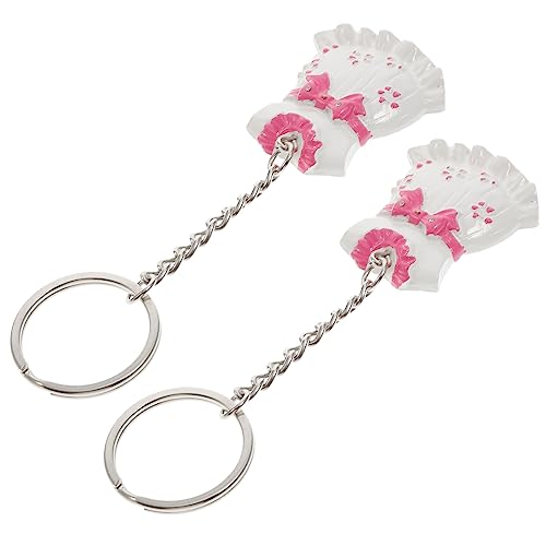 COLLBATH 2St Schlüsselanhänger elegant würfelunterlage gastgeschenk beileight bag charm muttertag ideen Braut Babypartybevorzugungen für Mädchen Babypartygeschenke für Gäste Harz Rosa von COLLBATH