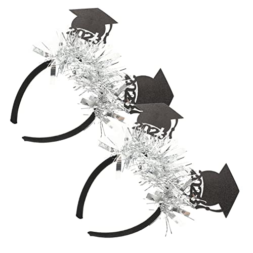 COLLBATH 2St Stirnband für die Abschlusssaison Sombrero Jahre Partyhüte Rave Bands party haarreifen festival kopfschmuck abschluss kopfschmuck Graduierungselemente Haarband Filzstoff Silver von COLLBATH