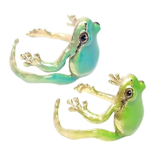 COLLBATH 2St grüner Froschring Umarmungsring süßer Froschring offene Ringe verstellbare Tierringe Tier-Fingerring Damenring verstellbarer ring Netter Ring passende Ringe für Paare Legierung von COLLBATH