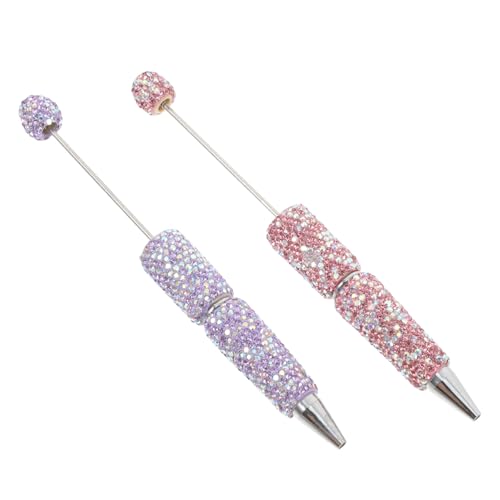 COLLBATH 2st Diamant-kugelschreiber Bleistifte Stift Aus Messing Perlenstifte, Perlen Dicke Stifte Gewichteter Stift Hochzeitsstift Ergonomischer Stift Funkelnde Stifte Tremor Strasssteine von COLLBATH