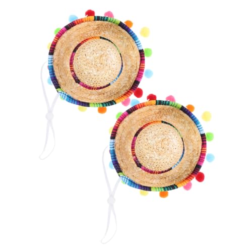 COLLBATH 2st Kleiner Hut Doofer Hut Festivalhüte Partyhüte Sombrero-partyhüte Dummer Hut Rot-weiß-blauer Hut Fiesta-partyhut Rave-hut Mexikanischer Partyhut Mexiko Strohhut Polyester von COLLBATH