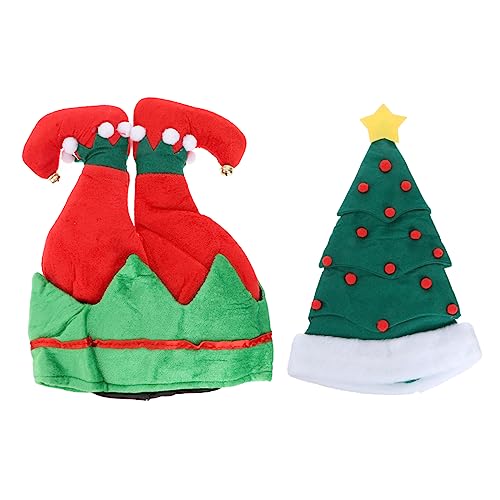 COLLBATH 2st Weihnachtsmütze Verrückte Hüte Neuheit Weihnachtsbaum Hut Weihnachts-clown-hut Weihnachts Lustiger Hut Stirnband Puppe Strohhut Weihnachtsstirnbänder Schmiedeeisen Green von COLLBATH