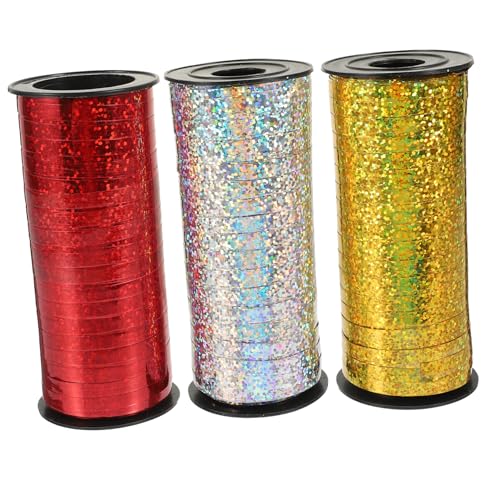 COLLBATH 3 Rollen Paketband Geschenkband glänzendes Band holografisches Band Geschenkbänder seidenband ribbon goldhochzeit verpackungen für decoration bandfeile Ballonverschluss von COLLBATH