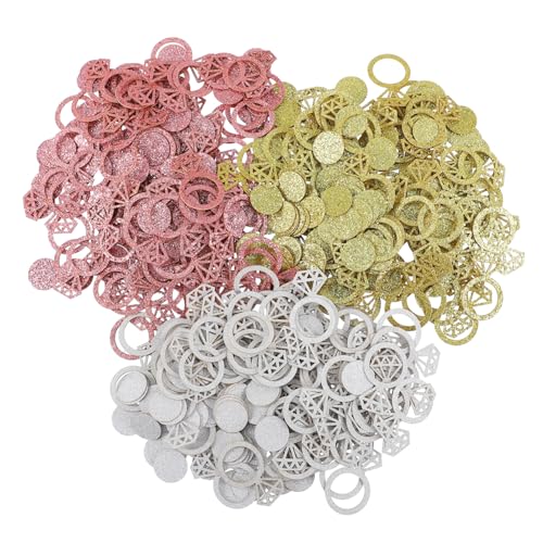 COLLBATH 3 Sätze Ausgeschnittene Diamantringfragmente Roségoldenes Dekor Glitzerndes Konfetti Dekor Konfetti Weihnachtskonfetti Roségoldenes Konfetti Hochzeitskonfetti Kreis Konfetti Papier von COLLBATH