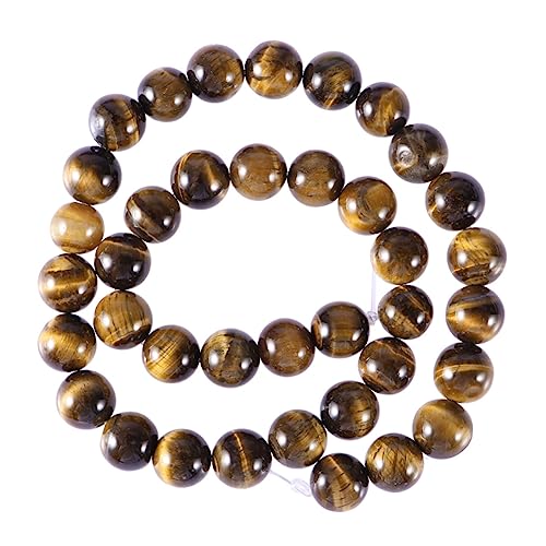 COLLBATH 32PCS Natürliche Tigerauge Steinperlen AB Grad 12mm Runde Edelsteinperlen Für Schmuckherstellung Armbänder Und Bastelprojekte von COLLBATH