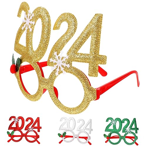 COLLBATH 4 Stück 2024 Weihnachtsbrille Weihnachtsbrillengestell Brillen Telefon Requisiten Partybrille weihnachtsgläser christmas glasses Party-Brillengestell Weihnachtsgeschenke Plastik von COLLBATH