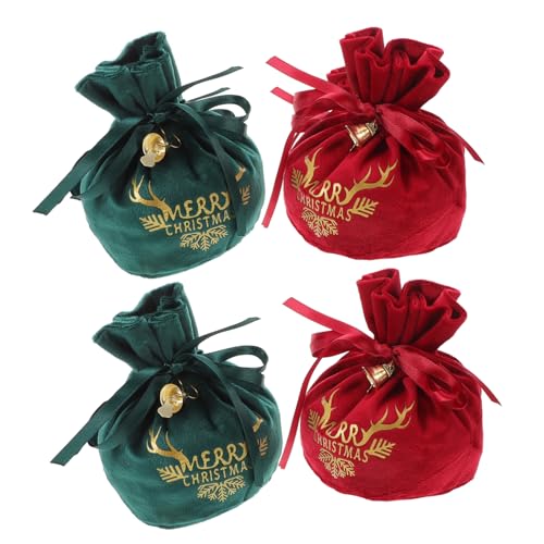 COLLBATH 4 Stück Apfeltasche Samt Geschenktüte Mit Süßigkeiten Weihnachtsaufkleber Plüsch Dekorationen Plüsch-kit Goodie -taschen Frohe Weihnachten Fensteraufkleber Glockenbonbons Stoff von COLLBATH